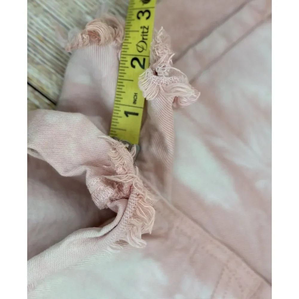 7 For All Mankind Monroe Cut Off Shorts Womens Size 30 Pink Tie Dye‎ High Rise